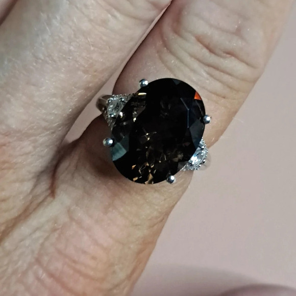 Colombianite and Natural White Zircon Ring in 925 Sterling Silver - Picture 2 of 8